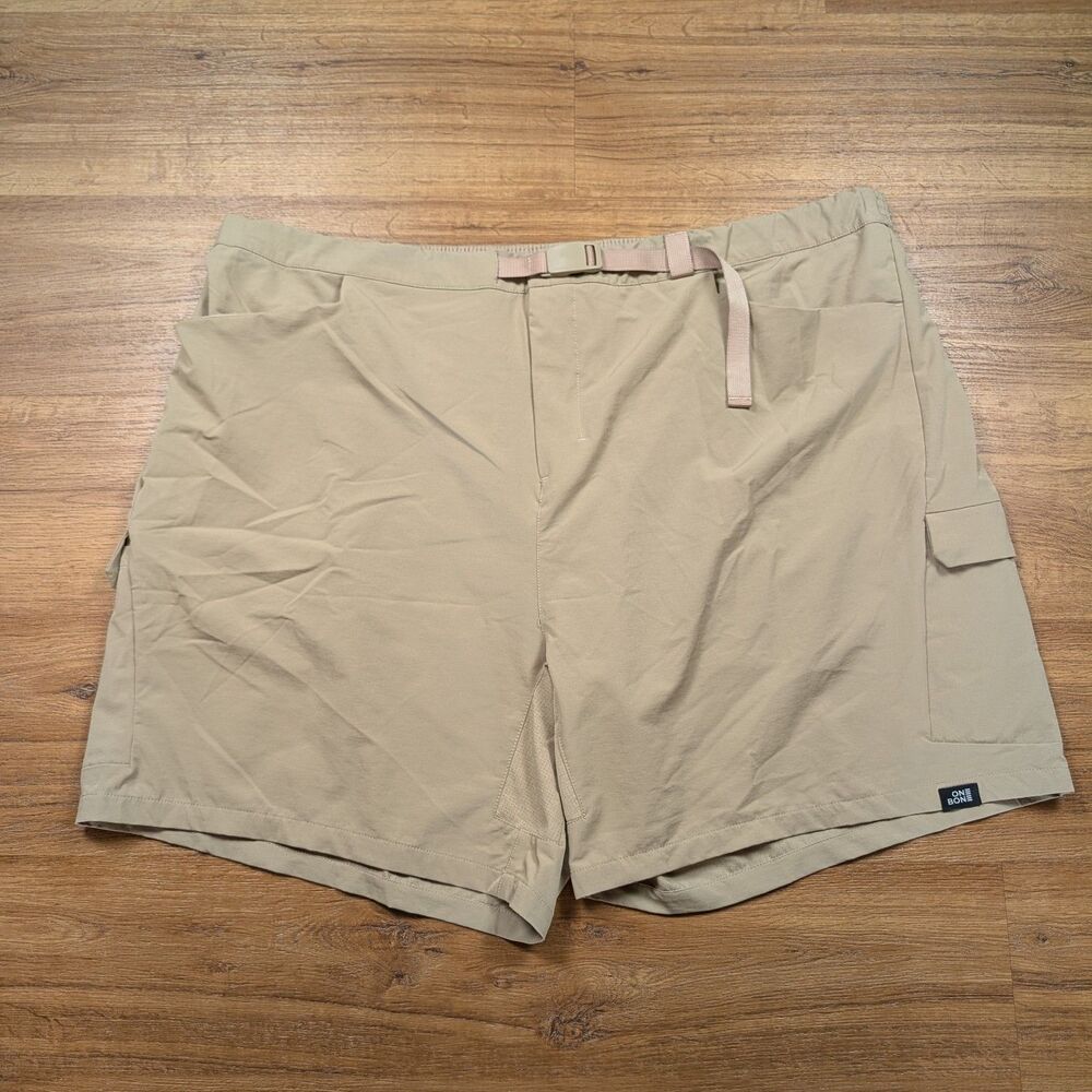 One Bone Cargo Shorts Mens Size F 50 Beige Hiking Outdoors Belted Stretch